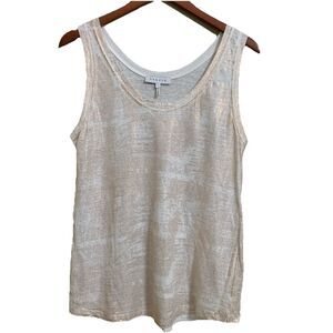 Sandro Paris Women’s Linen Tank Top Rose Shimmer Gold Crinkle Parisian Size 3‎